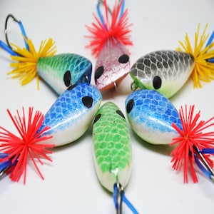 Set 6 pcs Jump Frog Biat Style Fishing Topwater Frog Lures Handmade
