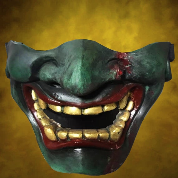 Half Face Fantacy Japanese Hannya Evil Airsoft Mask And Prop Etsy