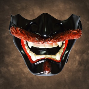 Black Hannya Mask: Japanese Evil Samurai Airsoft Mask