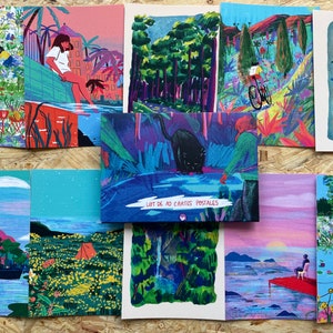 LOT de 10 cartes postales imprimée sur papier "Fine Art", touché épais et de qualité, couleurs vives, format A6, poster ou affiche @jano.bxl