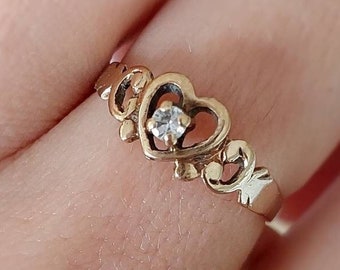 Vintage Solid Gold Heart Ring | Size UK L US 5.75 EU 51 | Full English Hallmarks | Resizing & Layaway Available