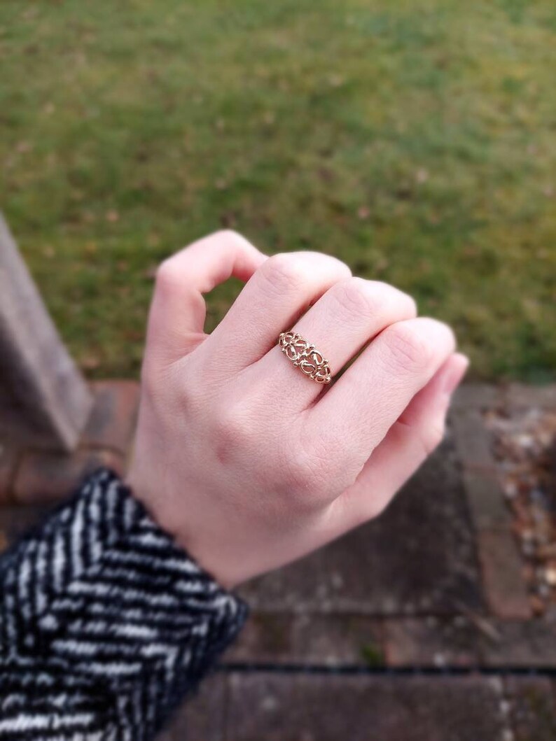 Vintage Solid 9 Ct Gold Filigree Ring US 6 1/4 UK L 1/2 EU Etsy