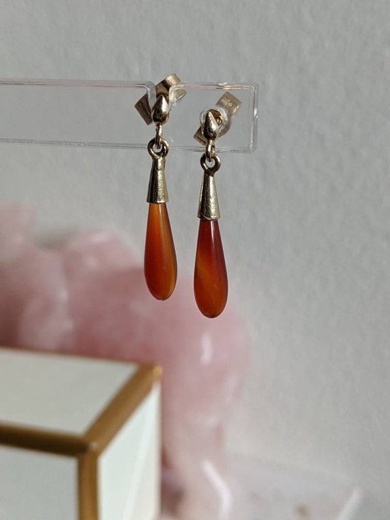 Sweet Carnelian Drop Earrings | Vintage Earrings |