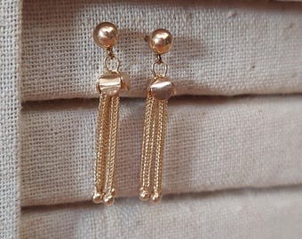 Vintage Gold Fringe Earrings | Tassel Earrings | Victorian Revial | Solid 14 ct Yellow Gold