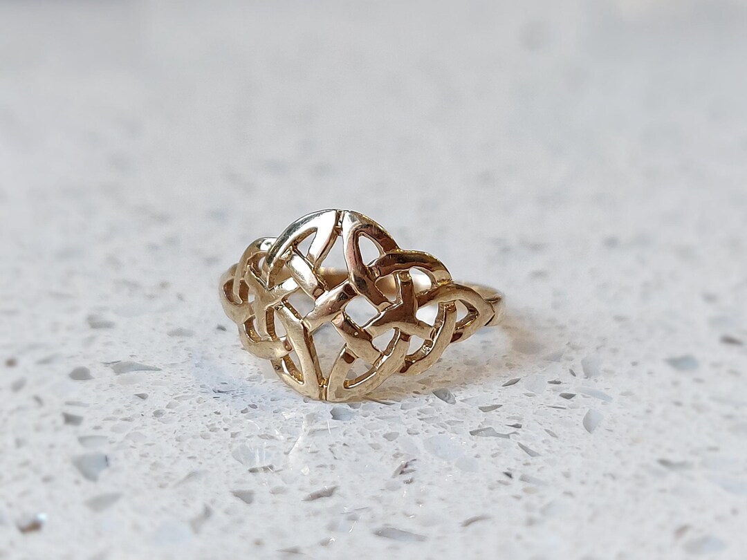 Vintage 1980s Celtic Inspired Ring | Solid 9 Ct Yellow Gold | Size US 6 ...
