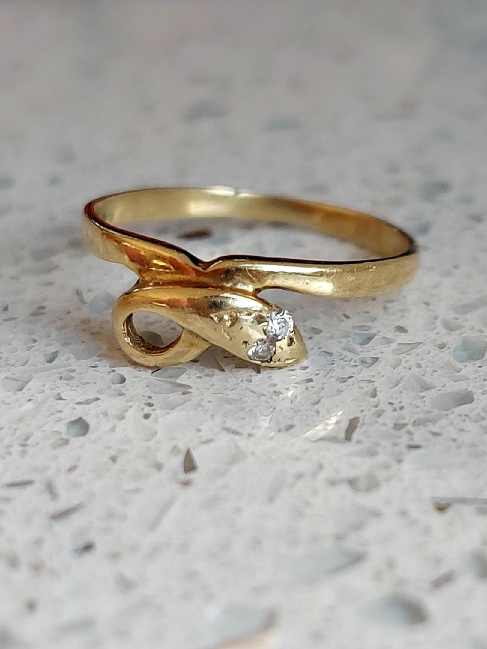 Vintage Snake Ring | Solid 9 ct Yellow Gold | Size 5.25 US K UK 50.5 Eu | Resizing and Layaway Available