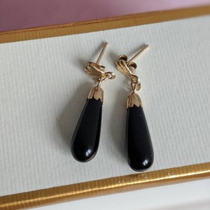 Art Deco Style Solid 9 Ct Gold Onyx Earrings Drop Earrings - Etsy