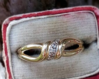 Vintage Diamond Scroll Ring | Size O US 7.25 EU 56 | Layaway & Resizing Available