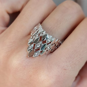 Vintage Silver and Diamond Statement Ring | Size US 6.5 UK M Eu 53 | Layaway & Resizing Available