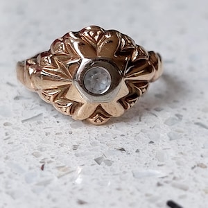Vintage CZ Tank Ring | Solid 8 ct Yellow Gold | Size Us 7 UK N 1/2 Eu 55 | Layaway & Resizing Available | Fully Hallmarked