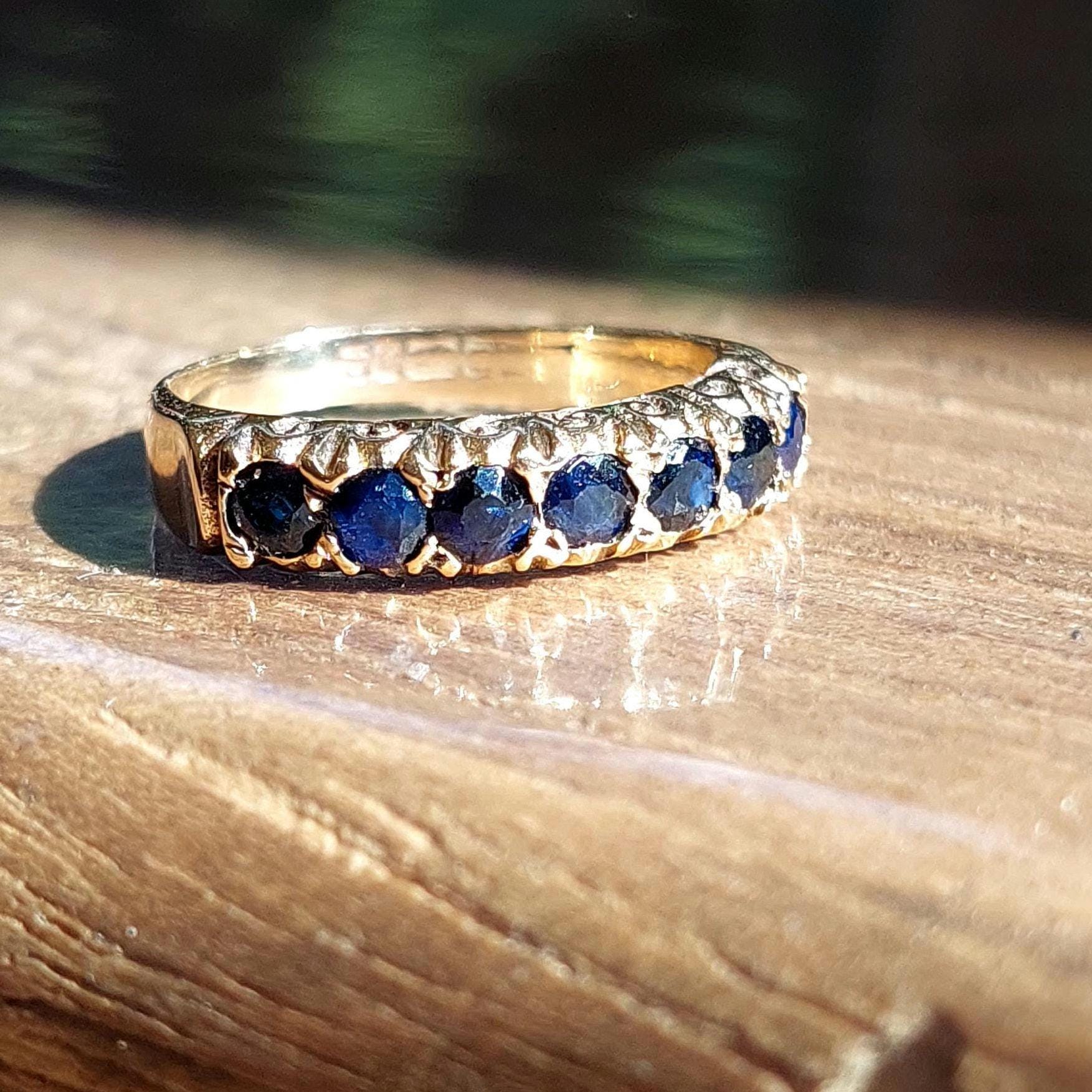 Anello A Margherita Antico In Oro 14K E Argento Con Zaffiro E Diamanti Primi Del 900