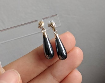 Vintage Marcasite Solid 9 ct Gold Earrings | Drop Earrings | Classic Elegance | Bomb Earrings