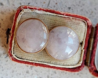 Stunning Vintage Rose Quartz Earrings | Solid 9 ct Yellow Gold | Stud Earrings | Classic Elegance | Fully Hallmarked