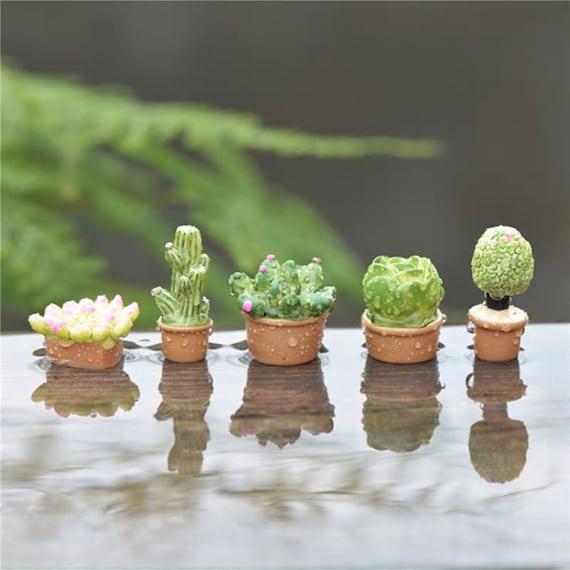 5pcs Dollhouse Miniature Resin Cactus DIY Plants Decoration T zi