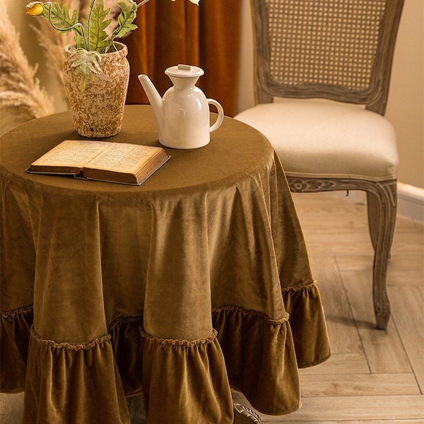 Roman Velvet Ruffles Round Tablecloth Tablecloth Rectangle Tablecloth Floral Tablecloth Custom Rectangular Tablecloth