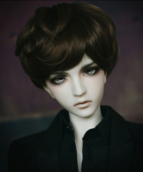High Quality Synthetic Dark Brown Short Wavy Bjd Hair Wig Etsy