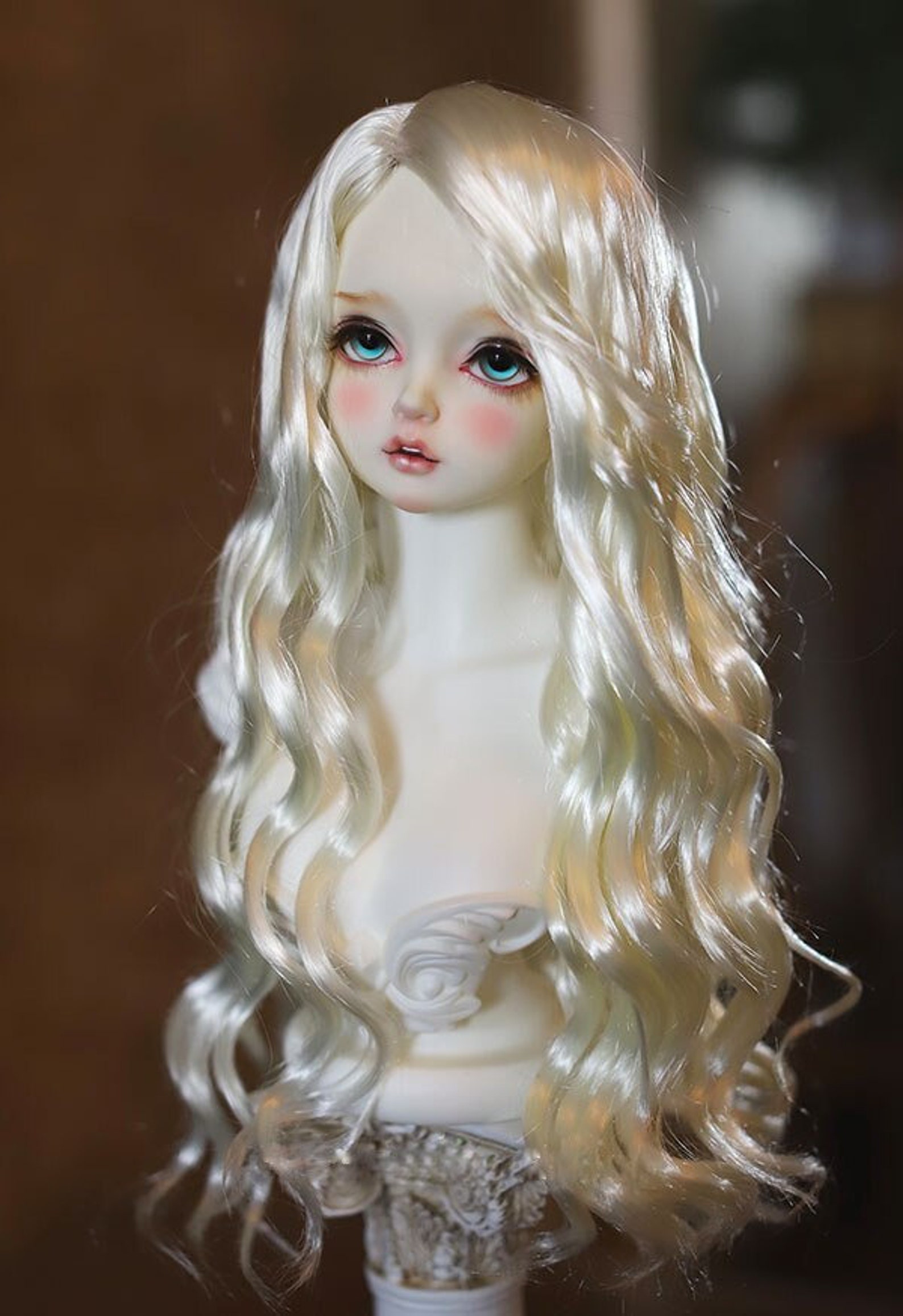 BJD doll hair wigs keiskei white imitation mohair long wave Etsy