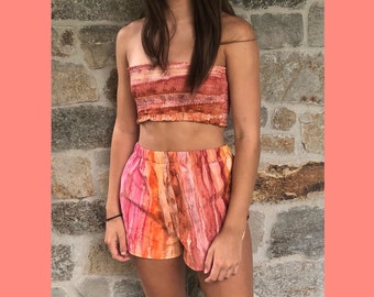 Sunrise Shorts | Festival Shorts, Batik Shorts, Batik Shorts, Festival, Striped Shorts, Trendy Shorts, High Cut Festival Shorts