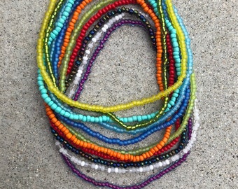 beaded choker, beaded necklace, glass bead, small bead, small glass bead, glass bead necklace, multiple colors available, stretchy necklace