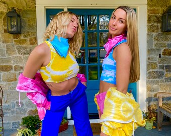 Tie Dye Tank Top | Pink, Green, Blue, Gray, Purple, Orange, Yellow, Red, Brown, Crop Top, Cropped Tank Top, Ribbed Tank Top, Lounge Wear