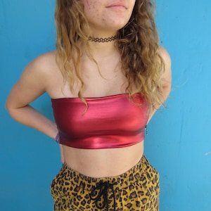 Spandex Bandeau Top, Red Spandex Top, Spandex Tube Top, Rave Top, Stretchy Red Top, Red Rave Top, Tube Top, Spandex Top, Red Tube Top