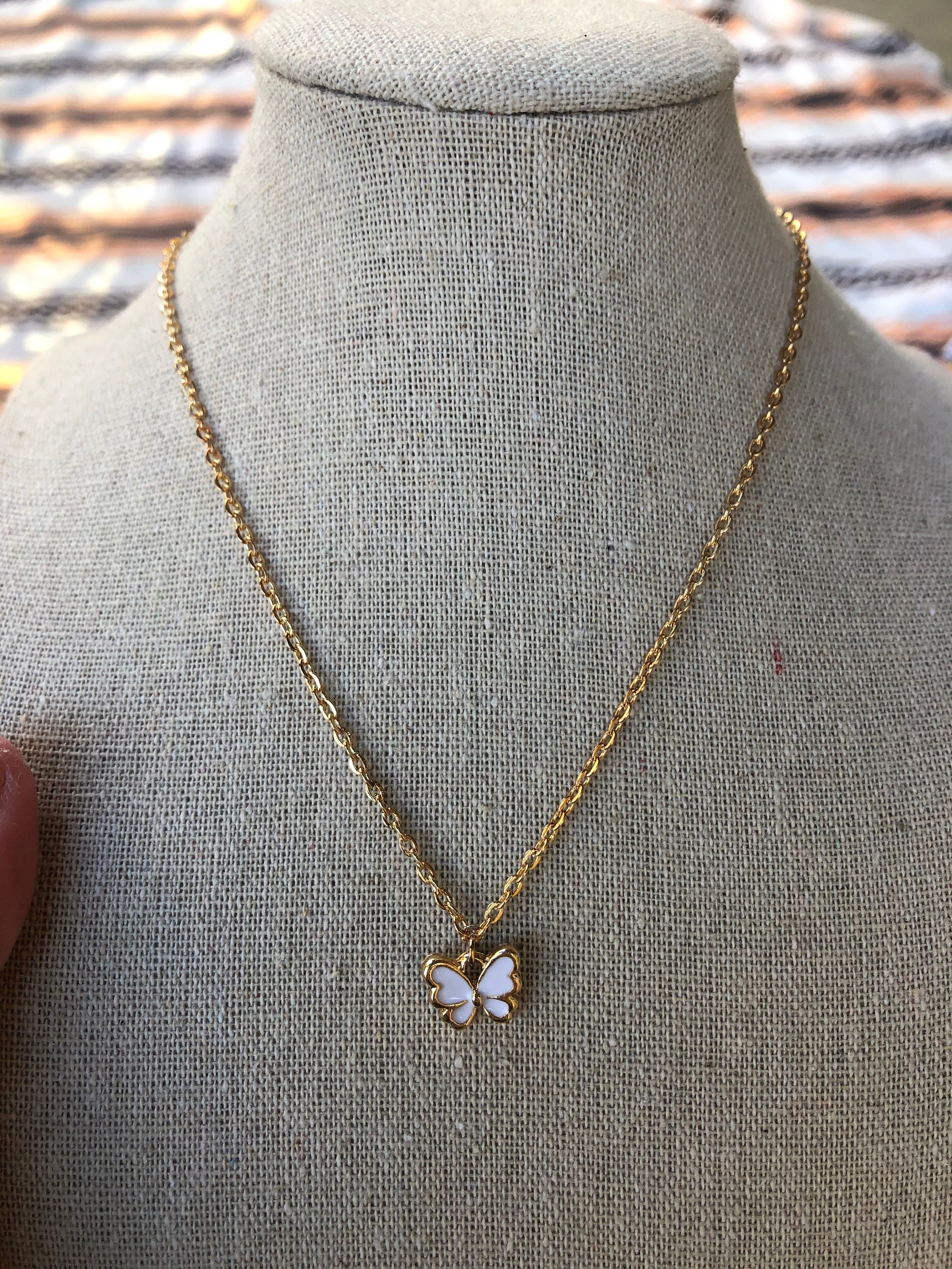 Gold Butterfly Charm Choker Butterfly Choker Butterfly Etsy