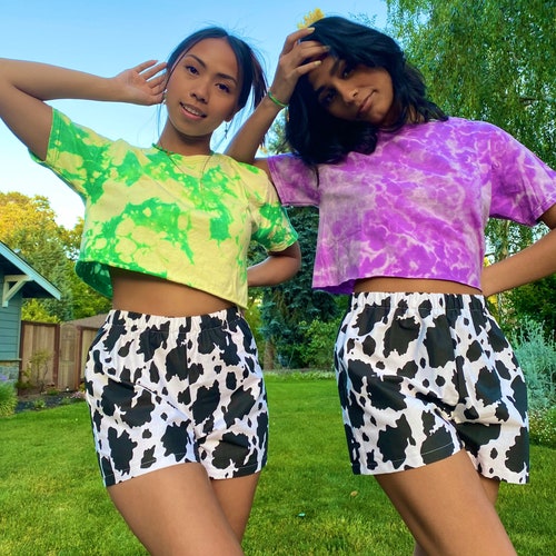 Cow Shorts - Box Cut| Festival Shorts, Boxer Shorts, Cow Pattern Shorts, Festival Fashion, Lightweight Shorts, Trendy Shorts, Summer Shorts