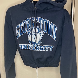 Georgetown Hoodie | Upcycled Hoodie, Reworked Hoodie, Georgetown Sweatshirt, Cinched Sweatshirt, Cropped Sweatshirt, College Hoodie,