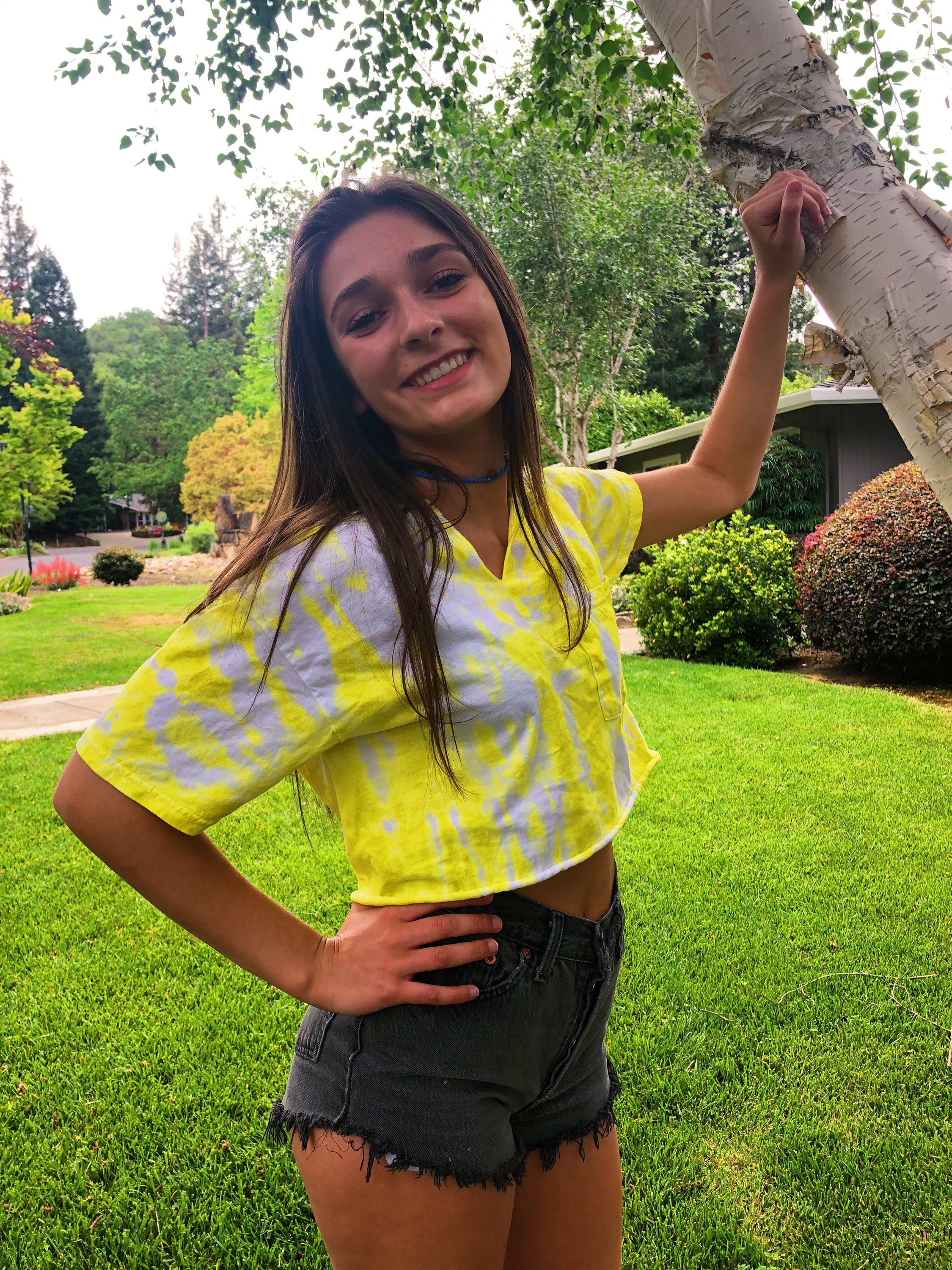 Yellow Tie Dye Tee Crop Top Yellow Dye Tshirt Tie Dye Etsy