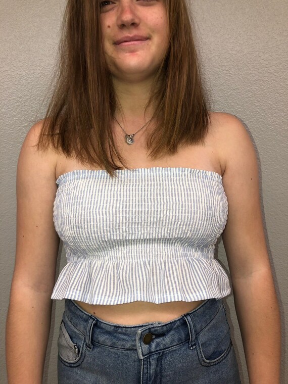 smocked ruffle tube top