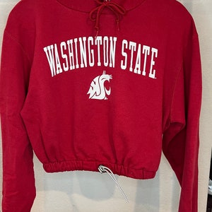 Washington State Hoodie | Upcycled Hoodie, Reworked Hoodie, WSU Sweatshirt, Cinched Sweatshirt, Cropped Sweatshirt, College Hoodie, Cougars