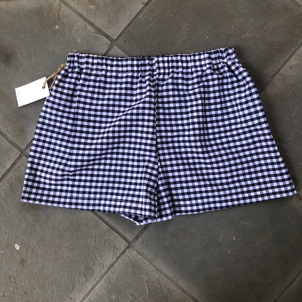 Navy Blue Gingham Shorts | Festival Shorts, Boxer Shorts, Plaid Shorts, Festival fashion, Lightweight Shorts, Trendy Shorts, Summer Shorts