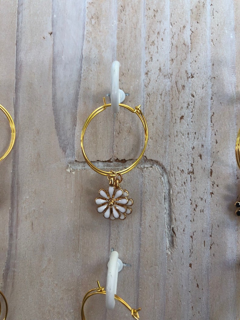 White Flower Hoops Flower Hoop Earrings Flower Earrings Etsy