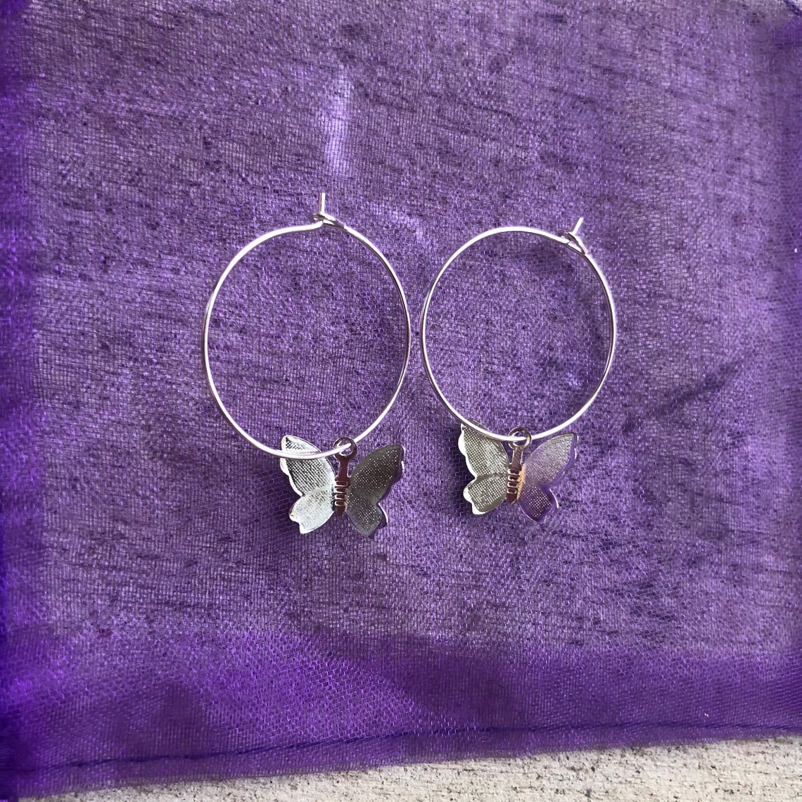 Butterfly Hoop Earrings Small Hoop Earrings Hoop Earrings Etsy