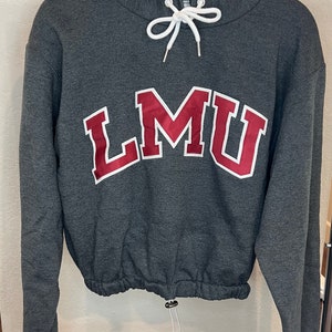 LMU Champion Hoodie | Upcycled Hoodie, Reworked Hoodie, Loyola Marymount Hoodie, Cinched Sweatshirt, Cropped Hoodie College Hoodie,