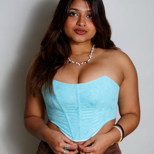 Blue Batik Kiana Top | Corset Top, Blue Corset Top, Strapless Corset Top, Cropped Corset Top, Bustier, Corset, Lace Up Top