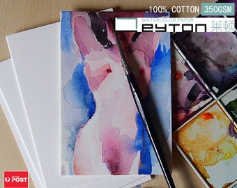 Leyton Watercolour Paper, 100% Cotton 350gsm Artists' Quality Paper, Blank Cards, 20 Sheets