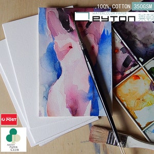 Papel para aquarela Leyton, papel de qualidade artística 100% algodão 350gsm, cartões em branco, 20 folhas