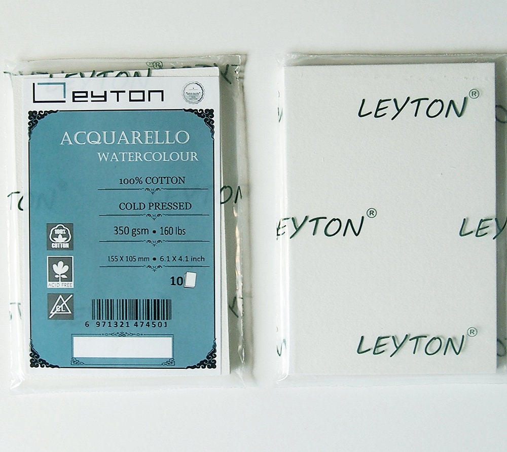Leyton Watercolour Paper,100% Cotton 350gsm Artists' Quality Paper, Blank  Cards 