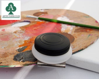 2 x Artist Palette Cups for Oil Painting, Plastic Dipper with Lid and Clip