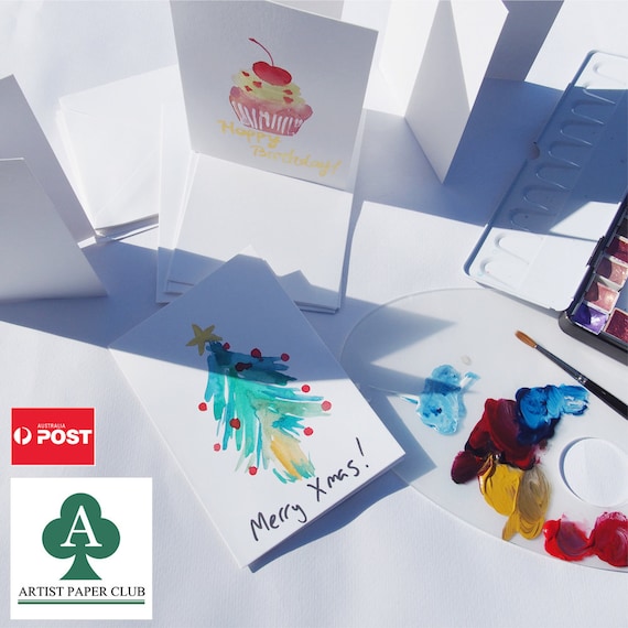 Chrstmas Cards Pack Of 10 Folded Cards Wth Whte Envelopes Watercolor