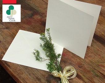 Ivory Cardstock Blank Cards & Envelopes Set: 6" Square, 300gsm