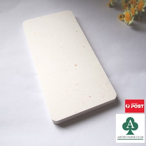 Blank DL Cards, DL Blanks, Premium Quality Rose Gold Flakes Paper, Flat, Rounded Corners, 99 x 210mm