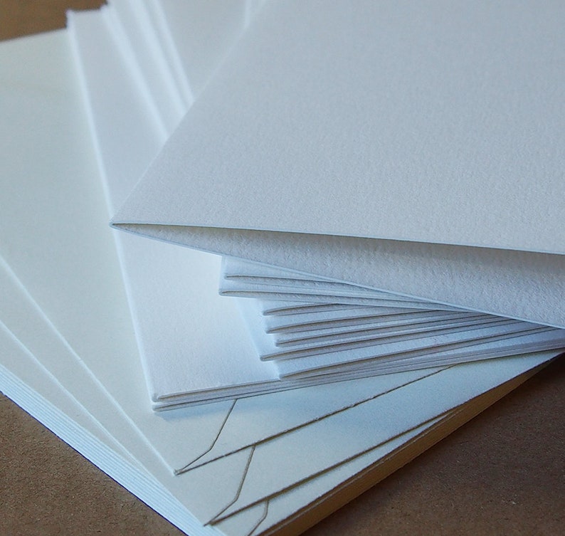 100% Cotton Watercolour DIY Cards,Folded Blank 20x Cards & 20x Envelopes,300gsm image 3