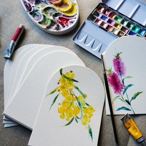 Blank Watercolour Arched Cards, 5'' x 7'' 100% Cotton 300GSM Watercolour Cards, Perfect for DIY Wedding Invitations, Pack of 20