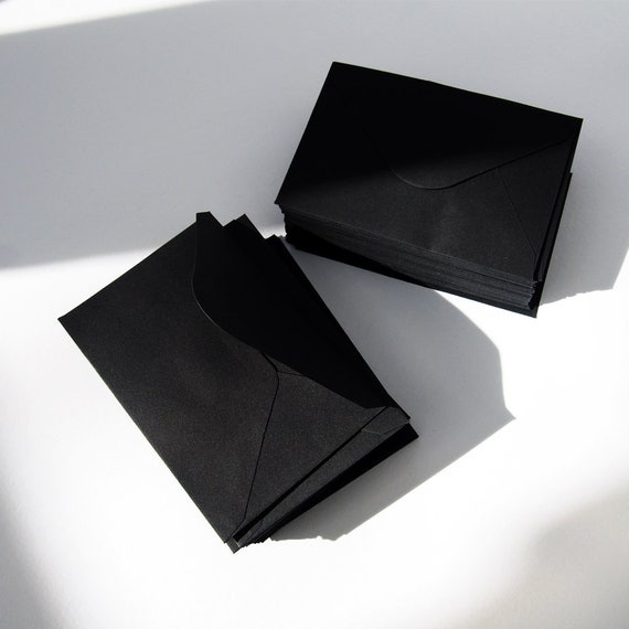 Mini Black Envelopes, for Gift Card, Business Card, 120GSM, 4x