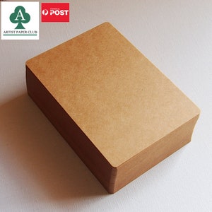 80 x A6 Blank Kraft Cards, Flat, Rounded Corners,Premium Cardstock, Artist Supplies, 300GSM