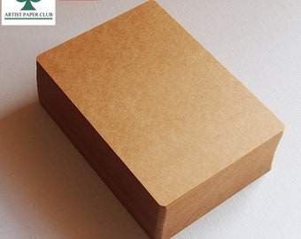 80 x A6 Blank Kraft Cards, Flat, Rounded Corners,Premium Cardstock, Artist Supplies, 300GSM