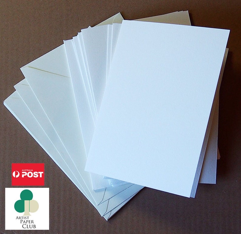 100% Cotton Watercolour DIY Cards,Folded Blank 20x Cards & 20x Envelopes,300gsm image 1