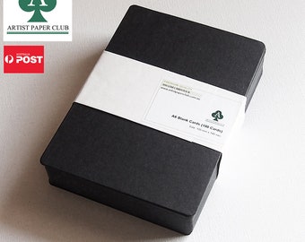 100 x A6 Blank Flat Cards,A6 Black Cards,Premium Cardstock, Rounded, 300GSM